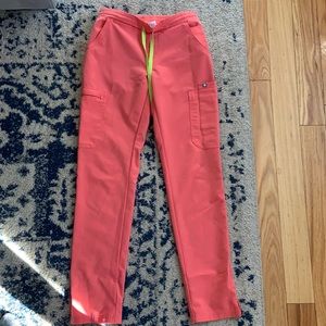 Figs hot coral Yola scrub pants